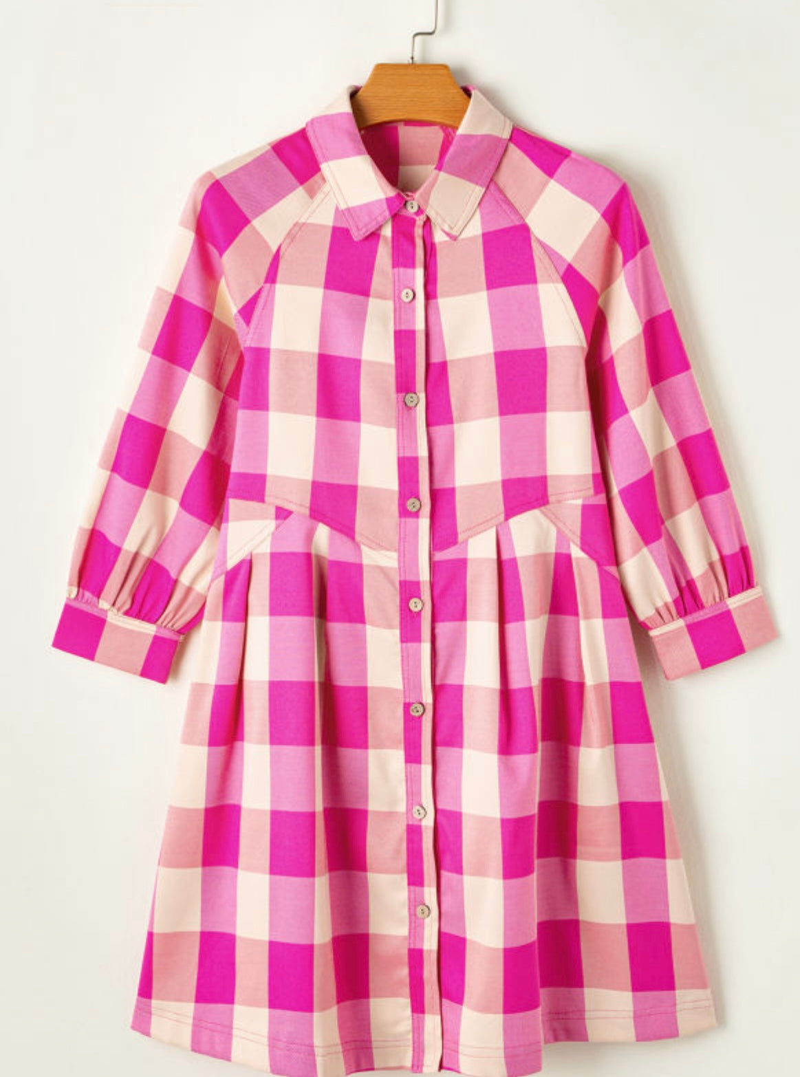 Rose pink shirt flared dress